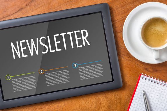 Newsletter on a tablet device